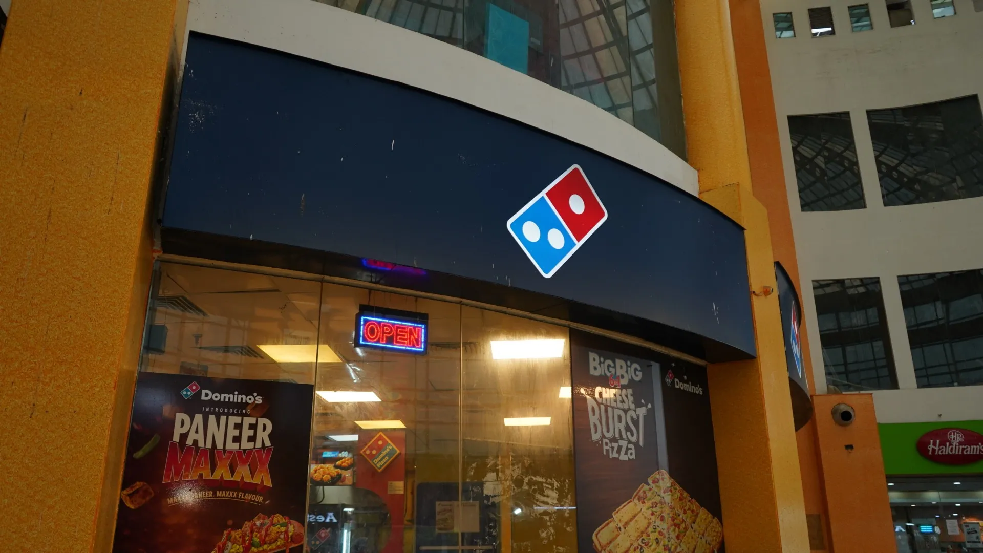 Domino's Pizza storefront at MSX Mall, Greater Noida