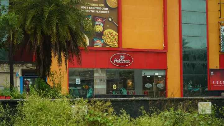 Haldiram's signage on the exterior wall at MSX Mall, Greater Noida