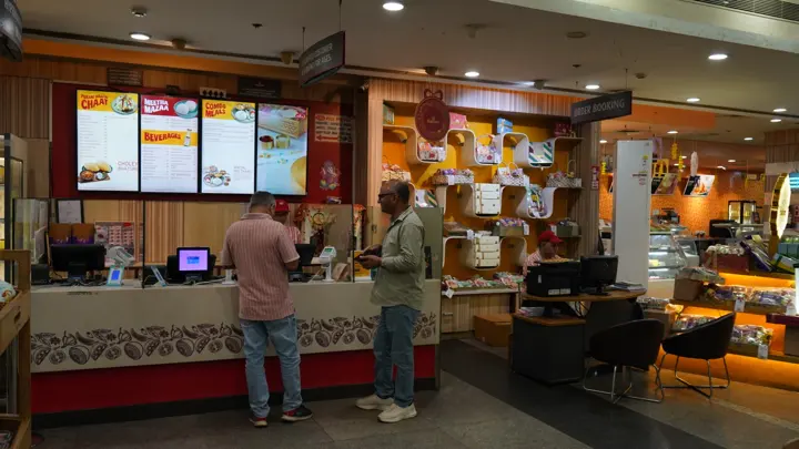 Food court service counters at MSX Mall, Greater Noida