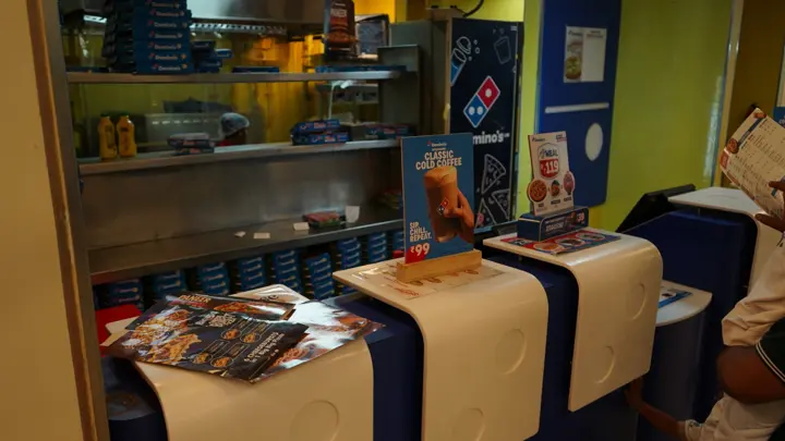 Domino's Pizza outlet and counter at MSX Mall, Greater Noida