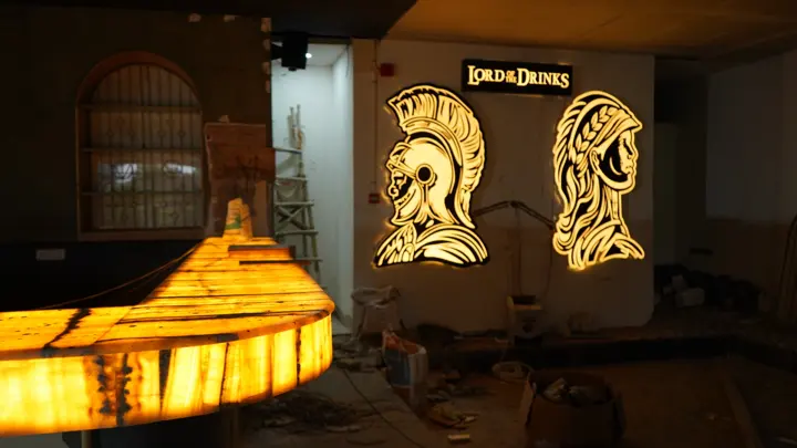 Lord of the Drinks interior under fit-out at MSX Mall, Greater Noida