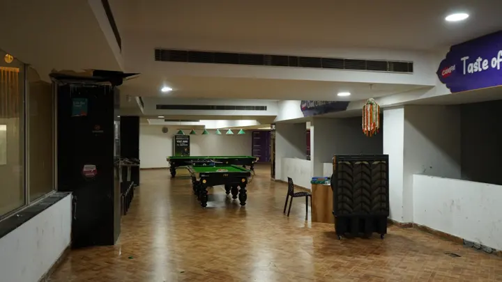 Snooker and pool tables on the games floor at MSX Mall, Greater Noida