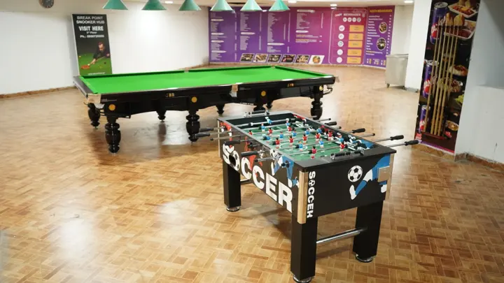 Snooker and pool tables on the games floor at MSX Mall, Greater Noida