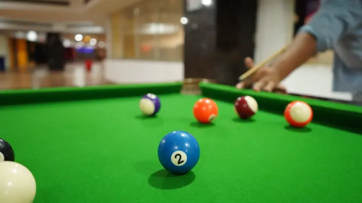 Snooker and pool tables on the games floor at MSX Mall, Greater Noida