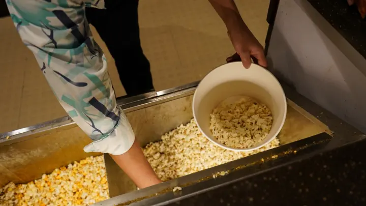 Concession counter and popcorn at MSX Cinemas, Greater Noida