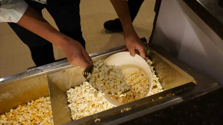 Concession counter and popcorn at MSX Cinemas, Greater Noida