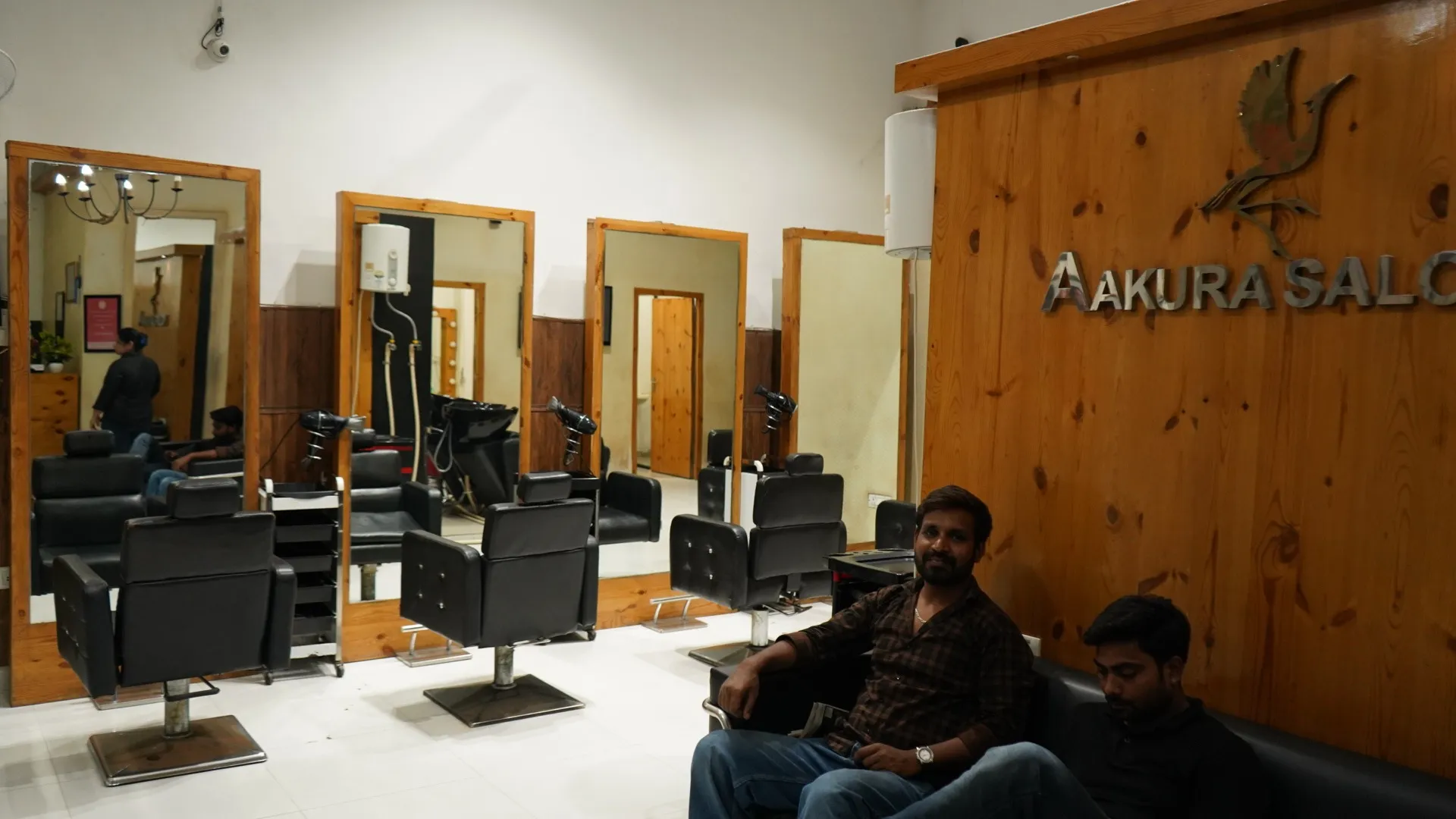 Salon interior with styling stations at MSX Mall, Greater Noida